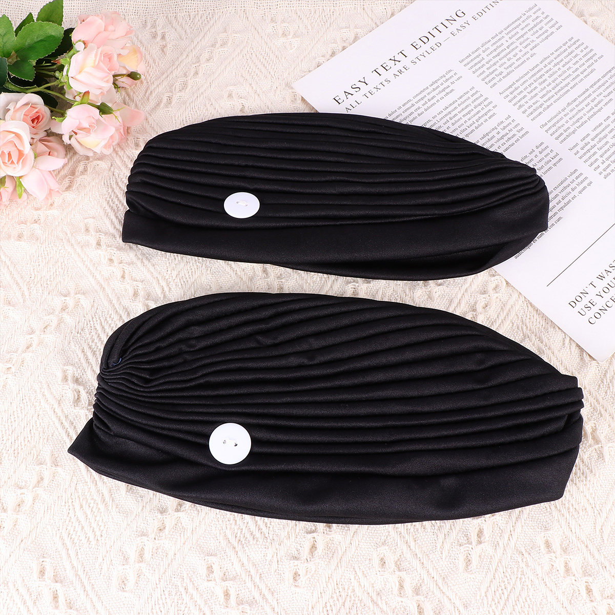 Mask Ear Saver Strap - 2Pcs Black Adjustable Elastic Hair Band