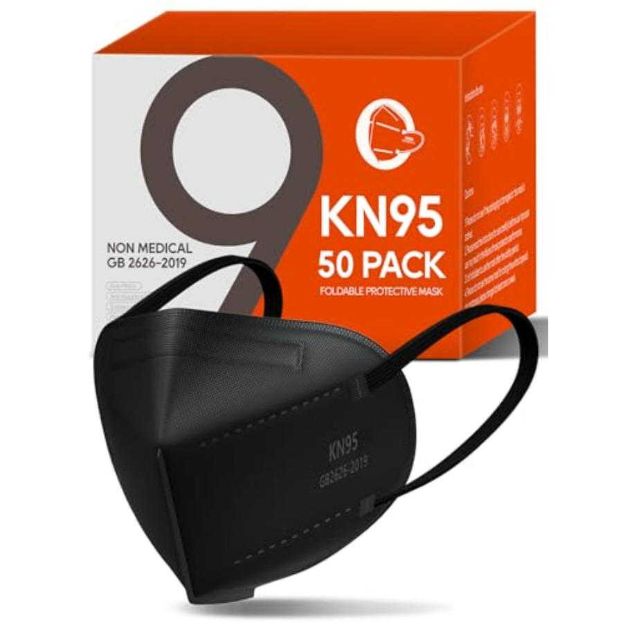 Black Face Mask Pack - KN95 Face Masks 50 Pack for