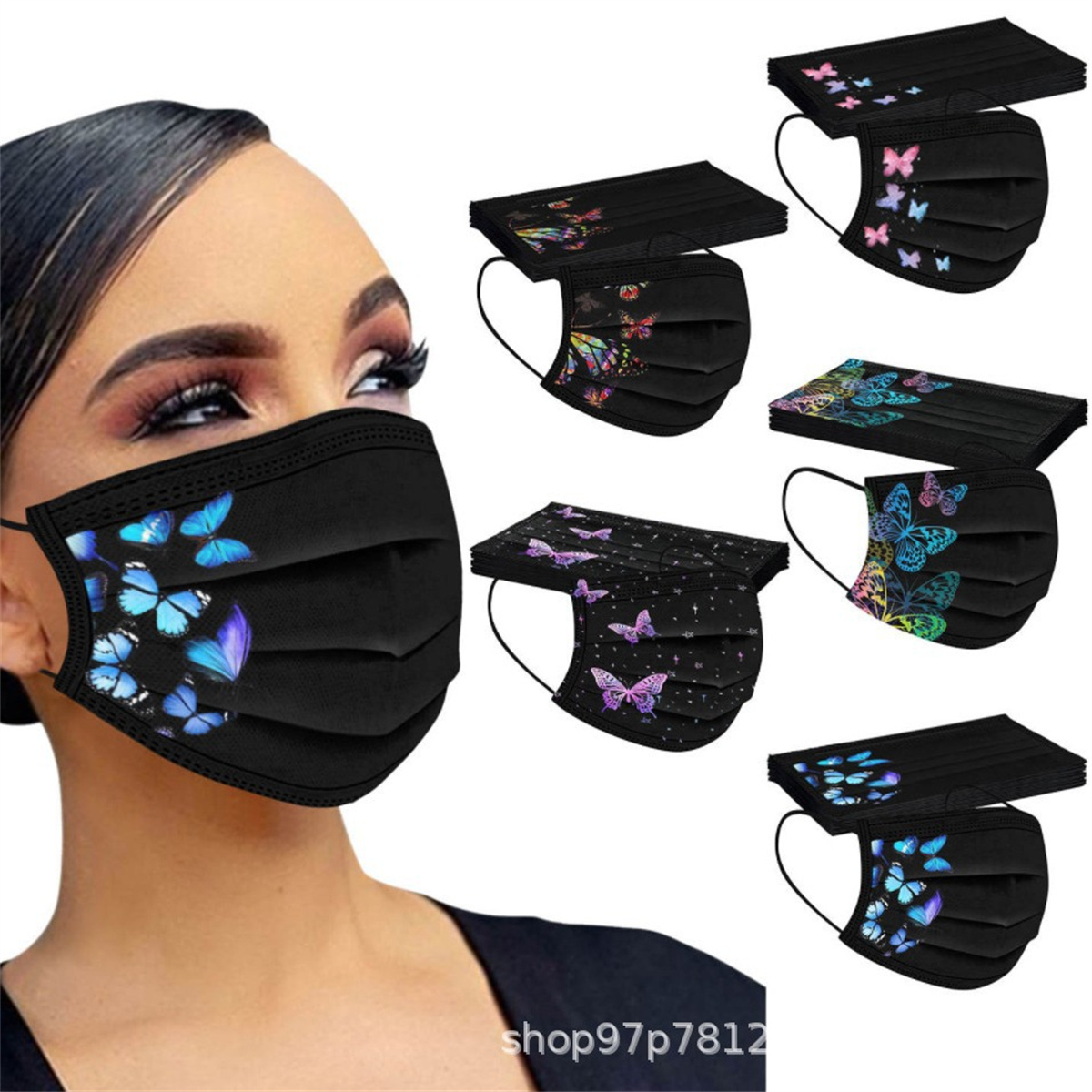 50pcs colorful butterfly print - Disposable Surgical Mask incelemesi ve fiyatı