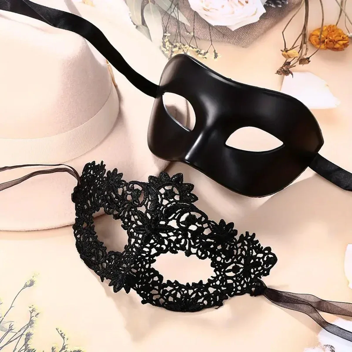 2pcs Elegant Black Lace Masque - Black Face Mask Pack incelemesi ve fiyatı